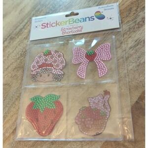 NEW StickerBeans Glitter Strawberry Shortcake 1.5" Stickers Pack Of 4 Cutesy